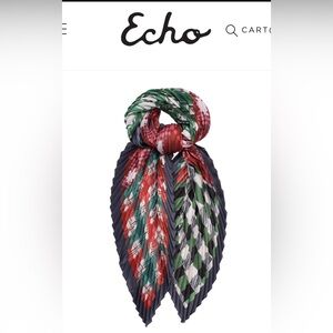 Echo Red and Green Pleated Scarf